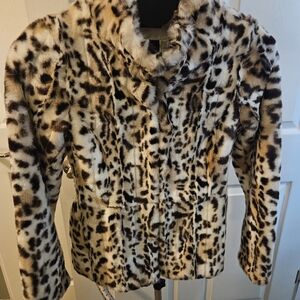 White House Black Market Leopard Print Teddy Jacket